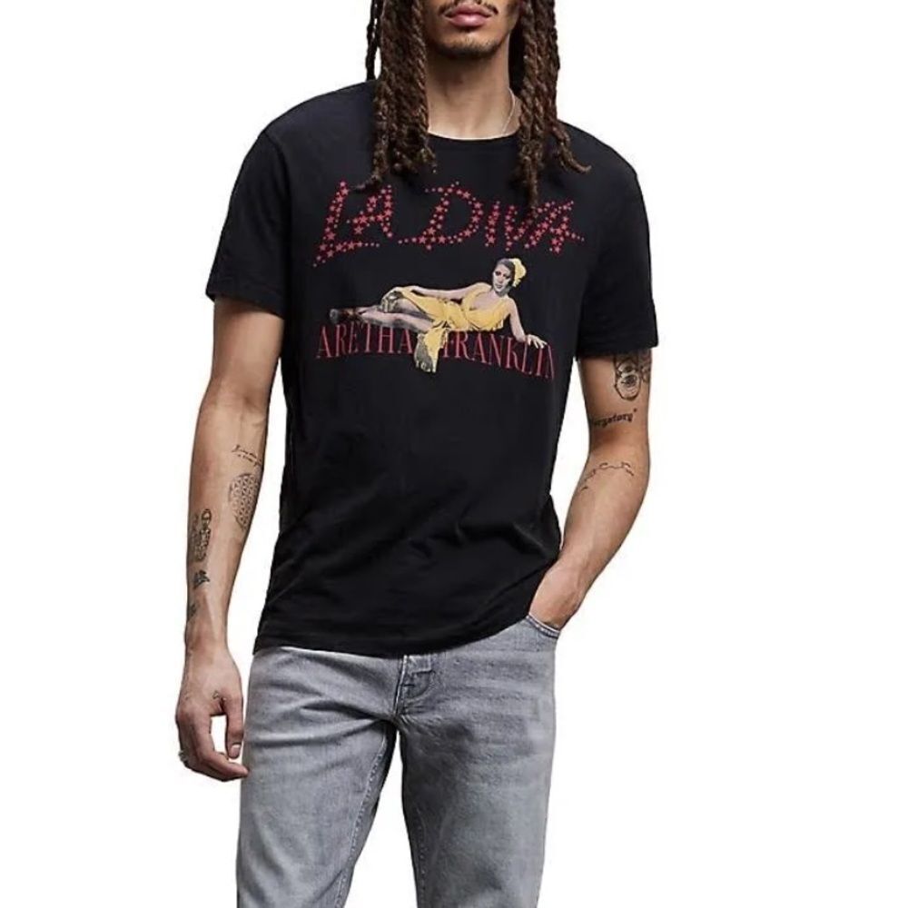 NWT John Varvatos Aretha Franklin Graphic Tee in Black Size XXL
